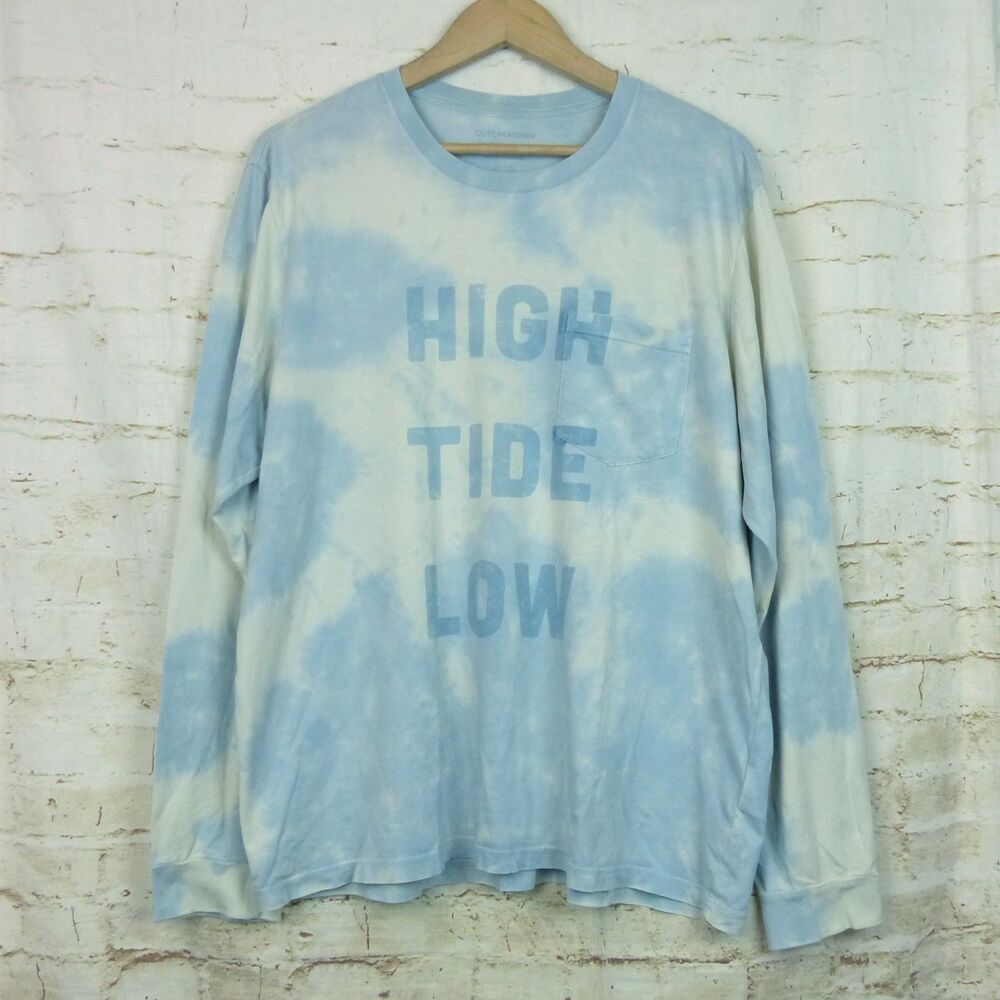Outerknown Shirt Mens XL Blue White Tie-Dye Tide Shift Graphic LS Cotton Surf